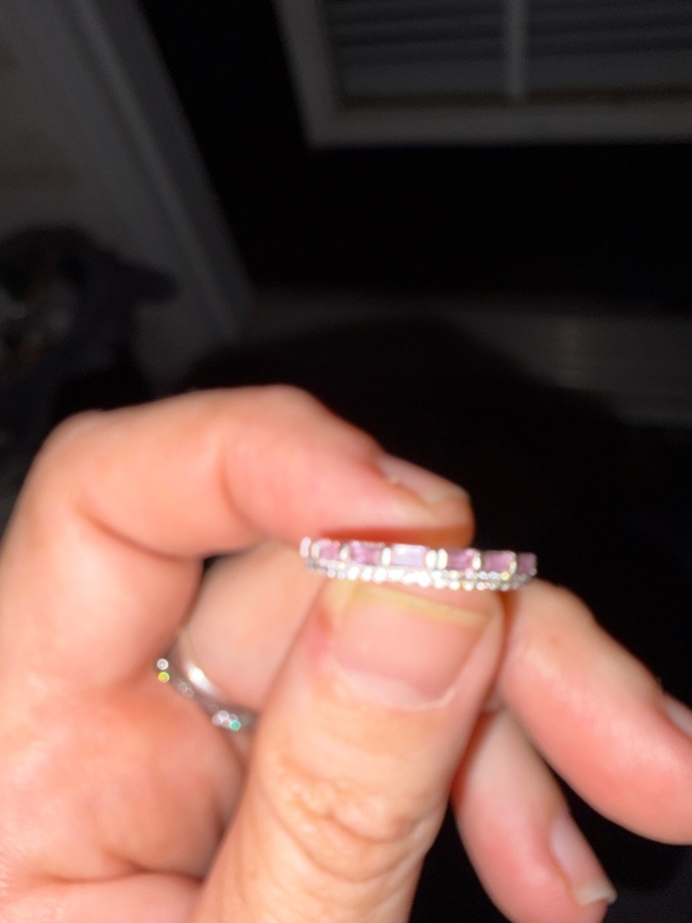 Half Eternity-Elegant Pink Baguette CZ and Clear CZ Stackable Ring Size 5